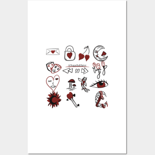 Red and black doodles #1 Posters and Art